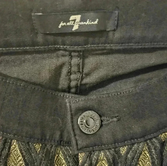 7 for all mankind Gold and Black Metallic Jeans Stretchy Size Estimate 8-10 - Picture 3 of 6